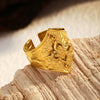 Wholesale Retro Geometric And Flower Patterned Stainless Steel Electroplated Adjustable Unisex Rings