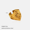 Wholesale Retro Geometric And Flower Patterned Stainless Steel Electroplated Adjustable Unisex Rings