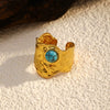 Wholesale Retro Geometric And Flower Patterned Stainless Steel Electroplated Adjustable Unisex Rings