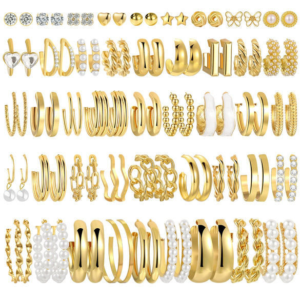 Wholesale Retro Geometric C Type Pearl Earrings With Electroplating