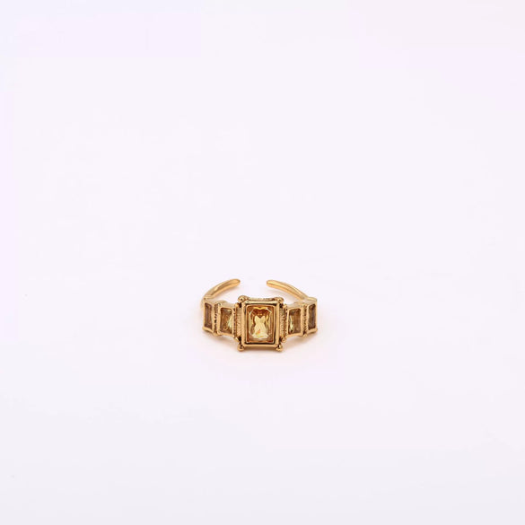 Wholesale Retro Geometric Colored Zircon December Birthstone Titanium Steel Electroplated Ring Unisex