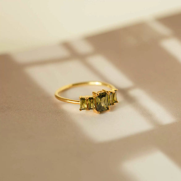 Wholesale Retro Geometric Colored Zircon December Birthstone Titanium Steel Electroplated Ring Unisex