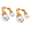 Wholesale Retro Geometric Copper Imitation Pearl Earrings Jewelry For Women With Electroplating Design