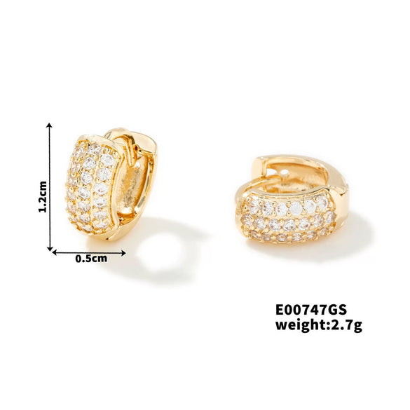 Wholesale Retro Geometric Cshaped Copper Inlaid Zircon Electroplated Women's Earrings