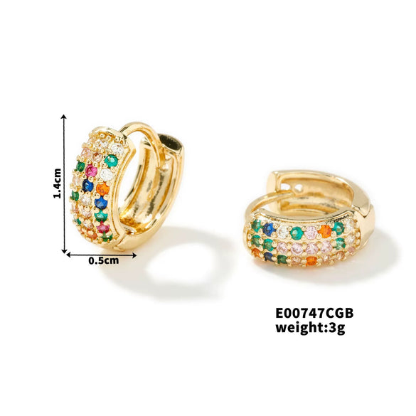 Wholesale Retro Geometric Cshaped Copper Inlaid Zircon Electroplated Women's Earrings