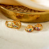 Wholesale Retro Geometric Cshaped Copper Inlaid Zircon Electroplated Women's Earrings