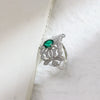 Wholesale Retro Geometric Cultivated Emerald S925 Sterling Silver Ring Set With Diamonds For Women