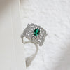 Wholesale Retro Geometric Cultivated Emerald S925 Sterling Silver Ring Set With Diamonds For Women
