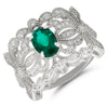 Wholesale Retro Geometric Cultivated Emerald S925 Sterling Silver Ring Set With Diamonds For Women