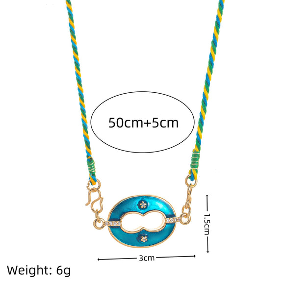 Wholesale Retro Geometric Dripping Oil Copper Pendant Clavicle Chain Goldplated