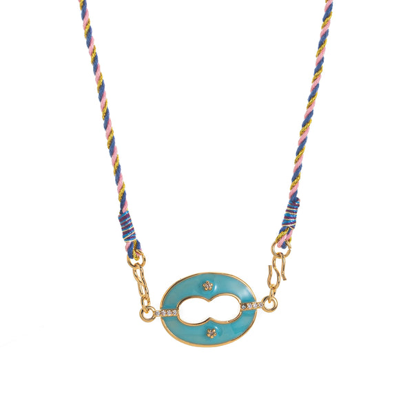 Wholesale Retro Geometric Dripping Oil Copper Pendant Clavicle Chain Goldplated