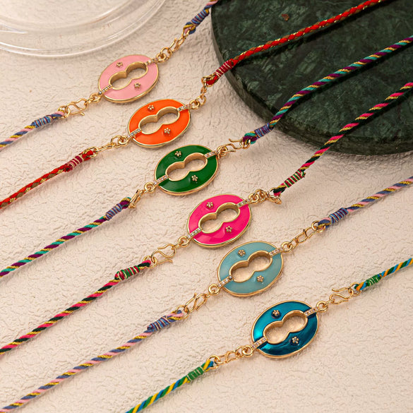 Wholesale Retro Geometric Dripping Oil Copper Pendant Clavicle Chain Goldplated