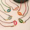 Wholesale Retro Geometric Dripping Oil Copper Pendant Clavicle Chain Goldplated