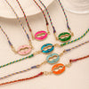 Wholesale Retro Geometric Dripping Oil Copper Pendant Clavicle Chain Goldplated