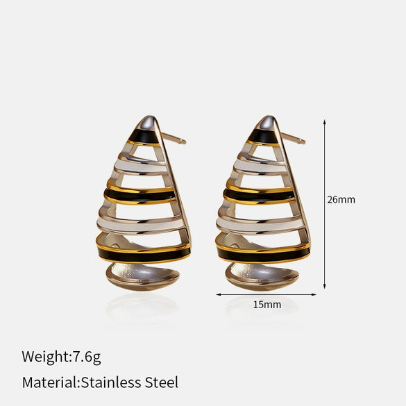 Wholesale Retro Geometric Dripping Oil Design Drop Shape Stainless Steel And Titanium Steel Earrings For Women