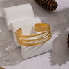 Wholesale Retro Geometric Electroplated Stainless Steel Multilayered Open Bracelet Jewelry For Girls