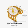 Wholesale Retro Geometric Electroplated Stainless Steel Oval Open Ring For Women
