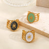 Wholesale Retro Geometric Electroplated Stainless Steel Oval Open Ring For Women