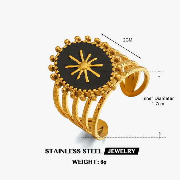 Wholesale Retro Geometric Electroplated Stainless Steel Oval Open Ring For Women