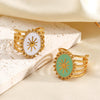 Wholesale Retro Geometric Electroplated Stainless Steel Oval Open Ring For Women