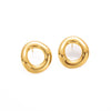 Wholesale Retro Geometric Irregular Round Hollow Stud Earrings In Titanium Steel With Electroplating For Women