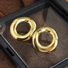 Wholesale Retro Geometric Irregular Round Hollow Stud Earrings In Titanium Steel With Electroplating For Women