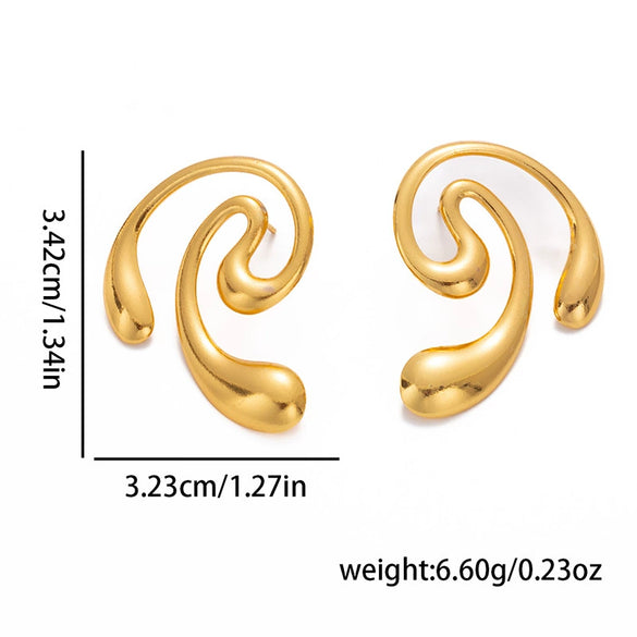 Wholesale Retro Geometric Irregular Round Hollow Stud Earrings In Titanium Steel With Electroplating For Women