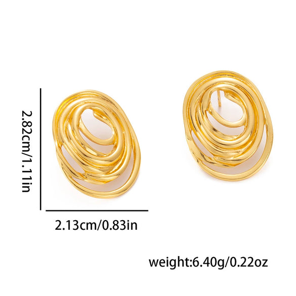Wholesale Retro Geometric Irregular Round Hollow Stud Earrings In Titanium Steel With Electroplating For Women