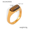 Wholesale Retro Geometric Jewelry Inlaid Tiger's Eye 316L Stainless Steel Goldplated Ring For Women