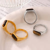 Wholesale Retro Geometric Jewelry Inlaid Tiger's Eye 316L Stainless Steel Goldplated Ring For Women