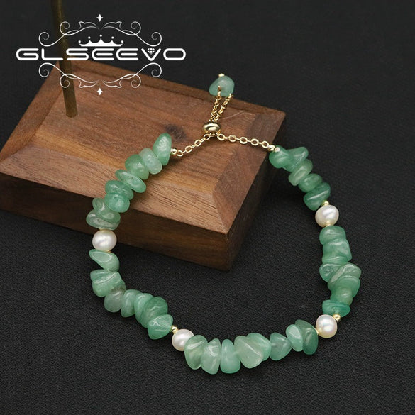 Wholesale Retro Geometric Natural Freshwater Pearl Bracelet With 18K Goldplated Pendant