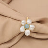Wholesale Retro Geometric Natural Pearl Flower Winding Opening Ring For Women