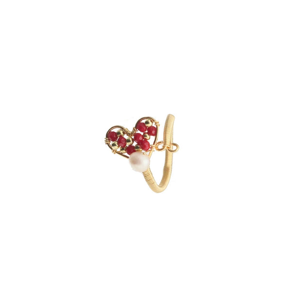 Wholesale Retro Geometric Natural Pearl Opening Ring For Women With Electroplating