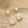 Wholesale Retro Geometric Natural Pearl Shell Flower Ball Pendant Earrings With Electroplating Design
