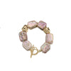 Wholesale Retro Geometric Natural Pearl Square Bracelet Electroplated With Real Gold For Women