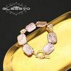 Wholesale Retro Geometric Natural Pearl Square Bracelet Electroplated With Real Gold For Women