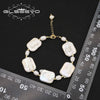 Wholesale Retro Geometric Natural Pearl Square Bracelet Electroplated With Real Gold For Women