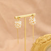 Wholesale Retro Geometric Natural Pearl 925 Sterling Silver Tassel Earrings With Electroplating