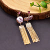 Wholesale Retro Geometric Natural Pearl 925 Sterling Silver Tassel Earrings With Electroplating