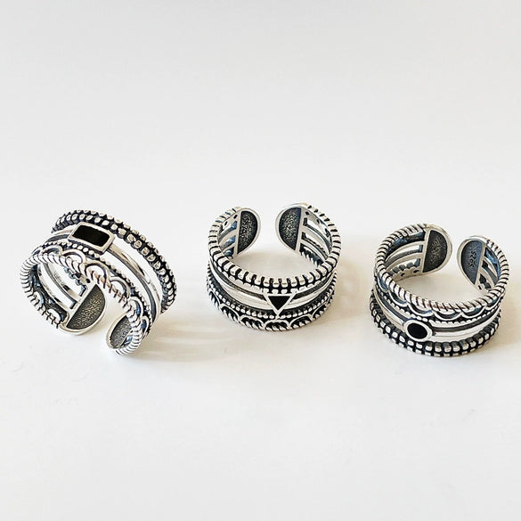 Wholesale Retro Geometric Open Gum Ring Jewelry Made Of 925 Sterling Silver