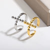 Wholesale Retro Geometric Open Ring Stainless Steel 18K Gold Electroplated Unisex