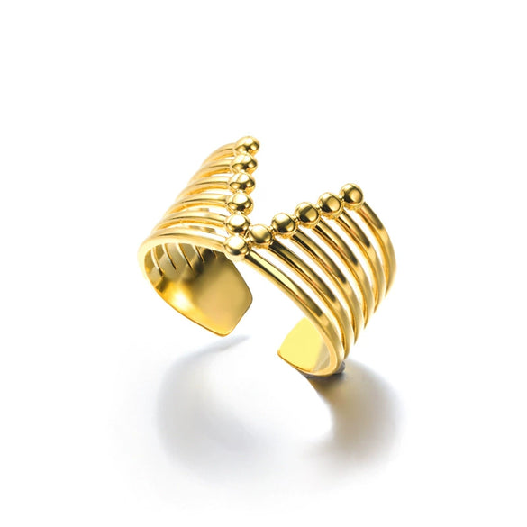 Wholesale Retro Geometric Open Ring Stainless Steel 18K Gold Electroplated Unisex