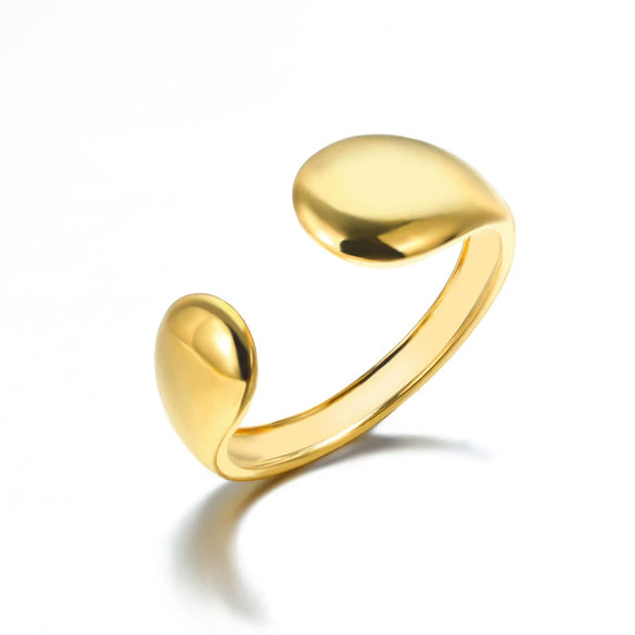 Wholesale Retro Geometric Open Ring Stainless Steel 18K Gold Electroplated Unisex