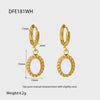 Wholesale Retro Geometric Resin And Plastic Oval Pendant Stainless Steel 18K Gold Plated Earrings For Women