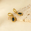 Wholesale Retro Geometric Resin And Plastic Oval Pendant Stainless Steel 18K Gold Plated Earrings For Women