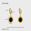 Wholesale Retro Geometric Resin And Plastic Oval Pendant Stainless Steel 18K Gold Plated Earrings For Women