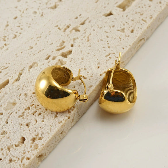 Wholesale Retro Geometric Spherical 316L Stainless Steel Electroplated Women's Earrings