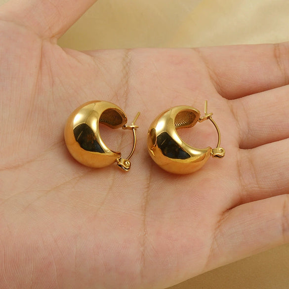 Wholesale Retro Geometric Spherical 316L Stainless Steel Electroplated Women's Earrings