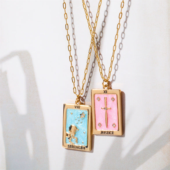 Wholesale Retro Geometric Square Pendant Necklace Copper Titanium Steel Dripping Oil Style For Women
