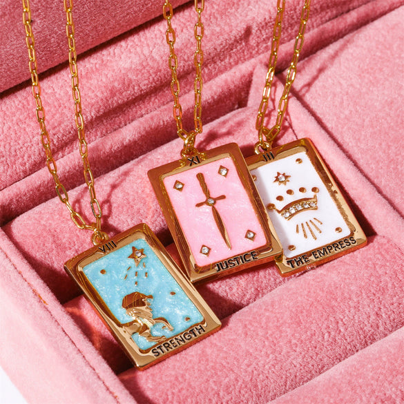 Wholesale Retro Geometric Square Pendant Necklace Copper Titanium Steel Dripping Oil Style For Women